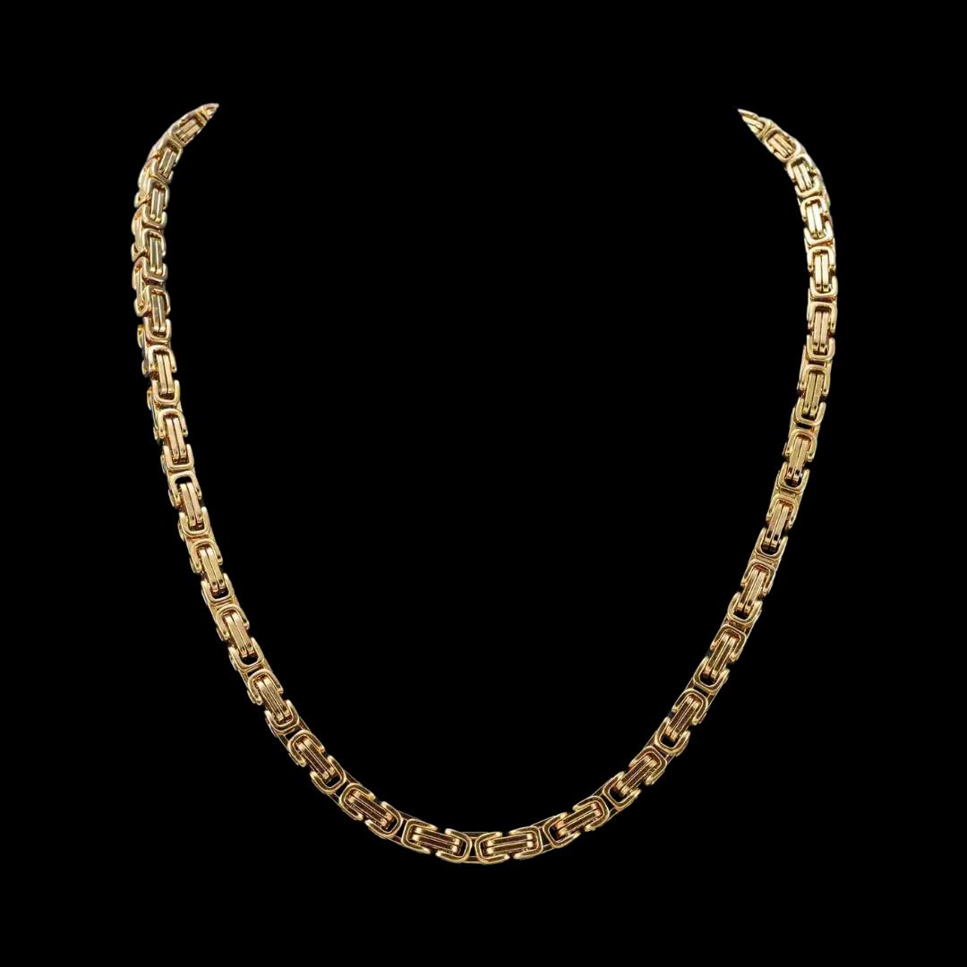 6MM 14K Yellow Gold Byzantine Chain Close Up View