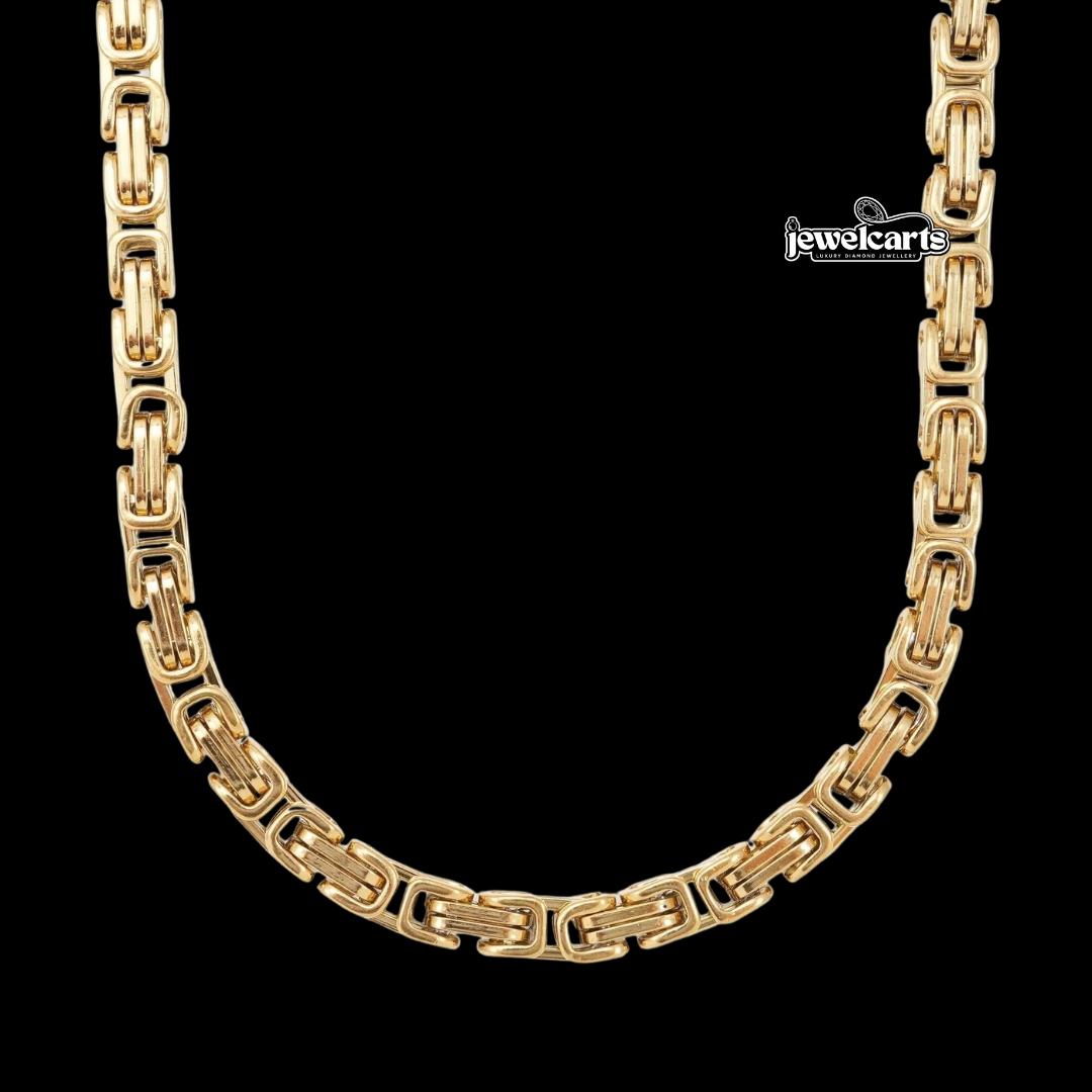 6MM 14K Yellow Gold Byzantine Chain Front View