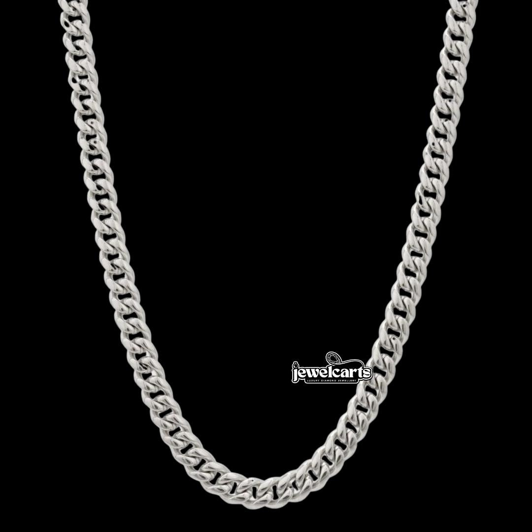6MM Cuban Link Chain Solid 925 Silver Front View