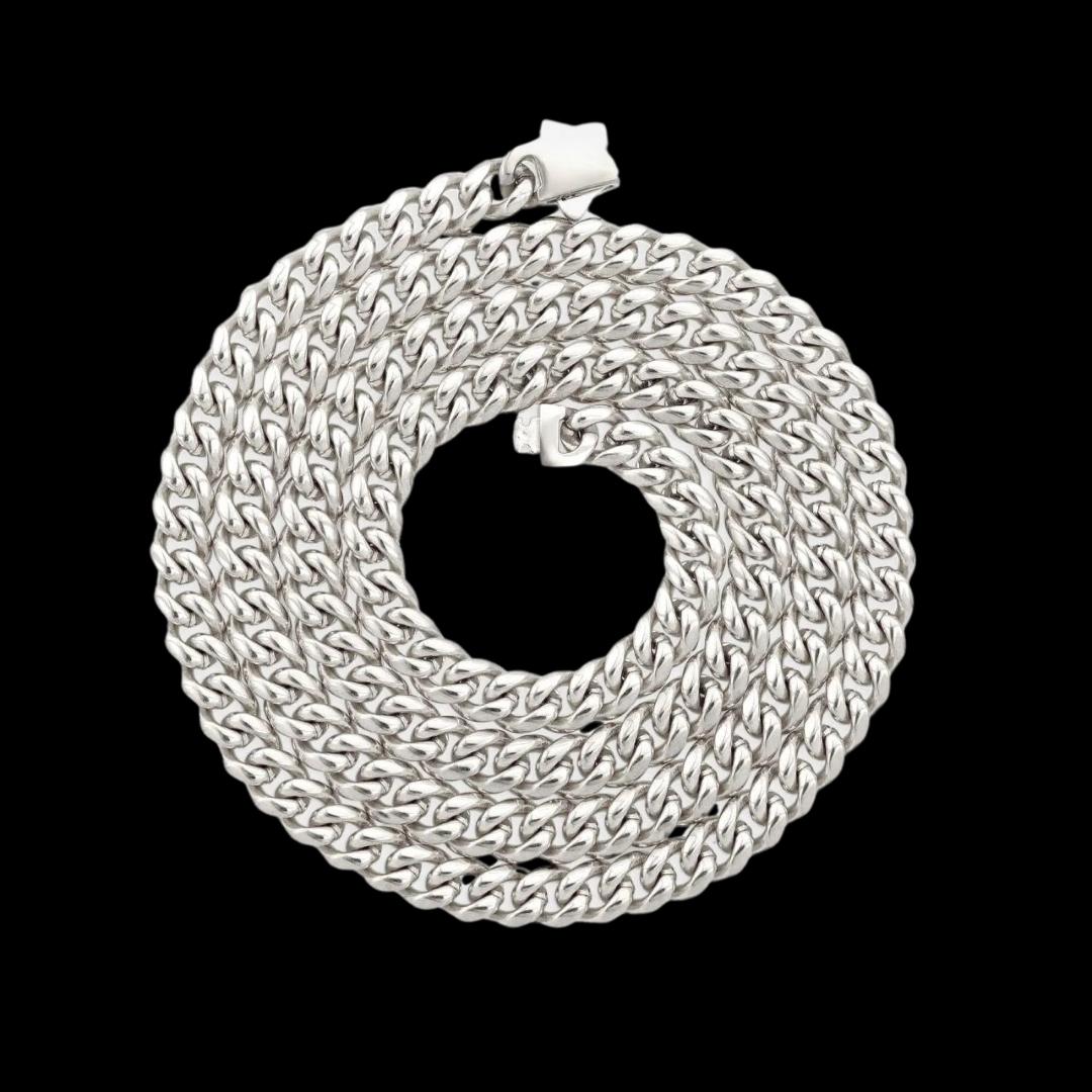 6MM Cuban Link Chain Solid 925 Silver Full Close Up View