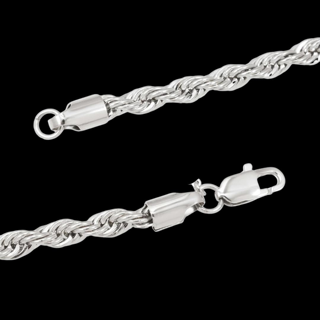 6MM Rope Chain and Bracelet Bundle in Silver Clasp View