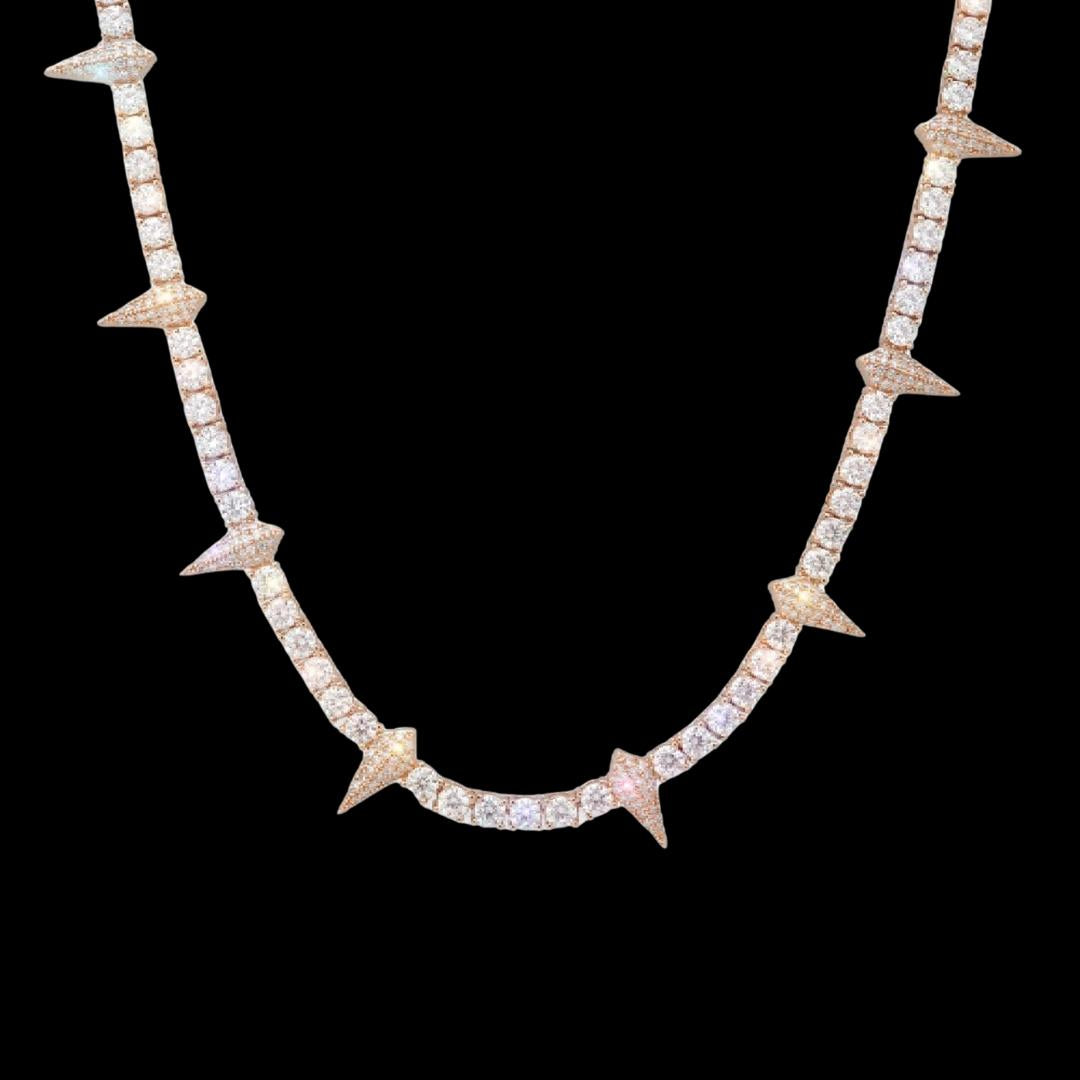 4MM Moissanite Spiked Tennis Chain 14K Gold