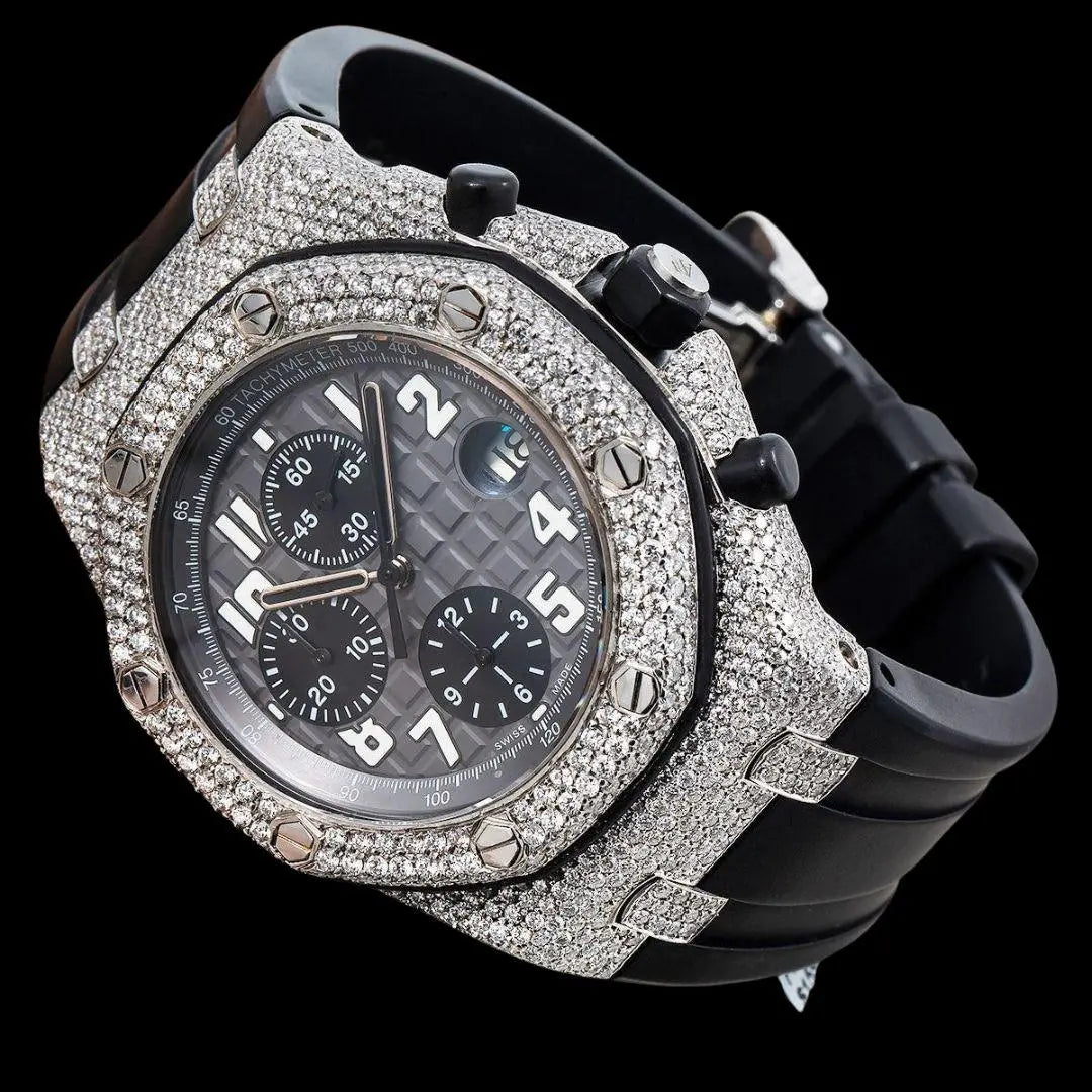Black Moissanite AP Watch Close Up Front View