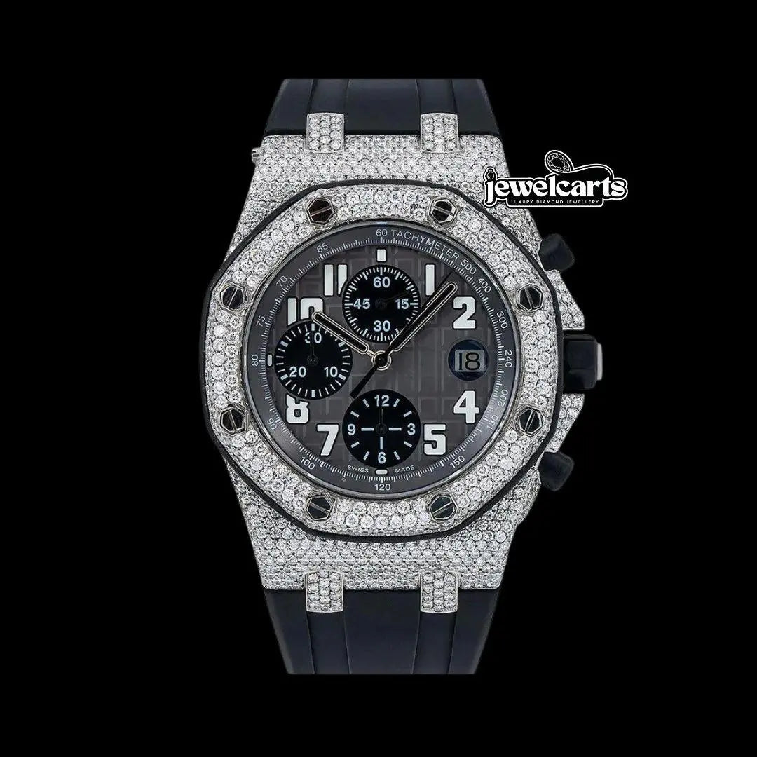 Black Moissanite AP Watch Front View