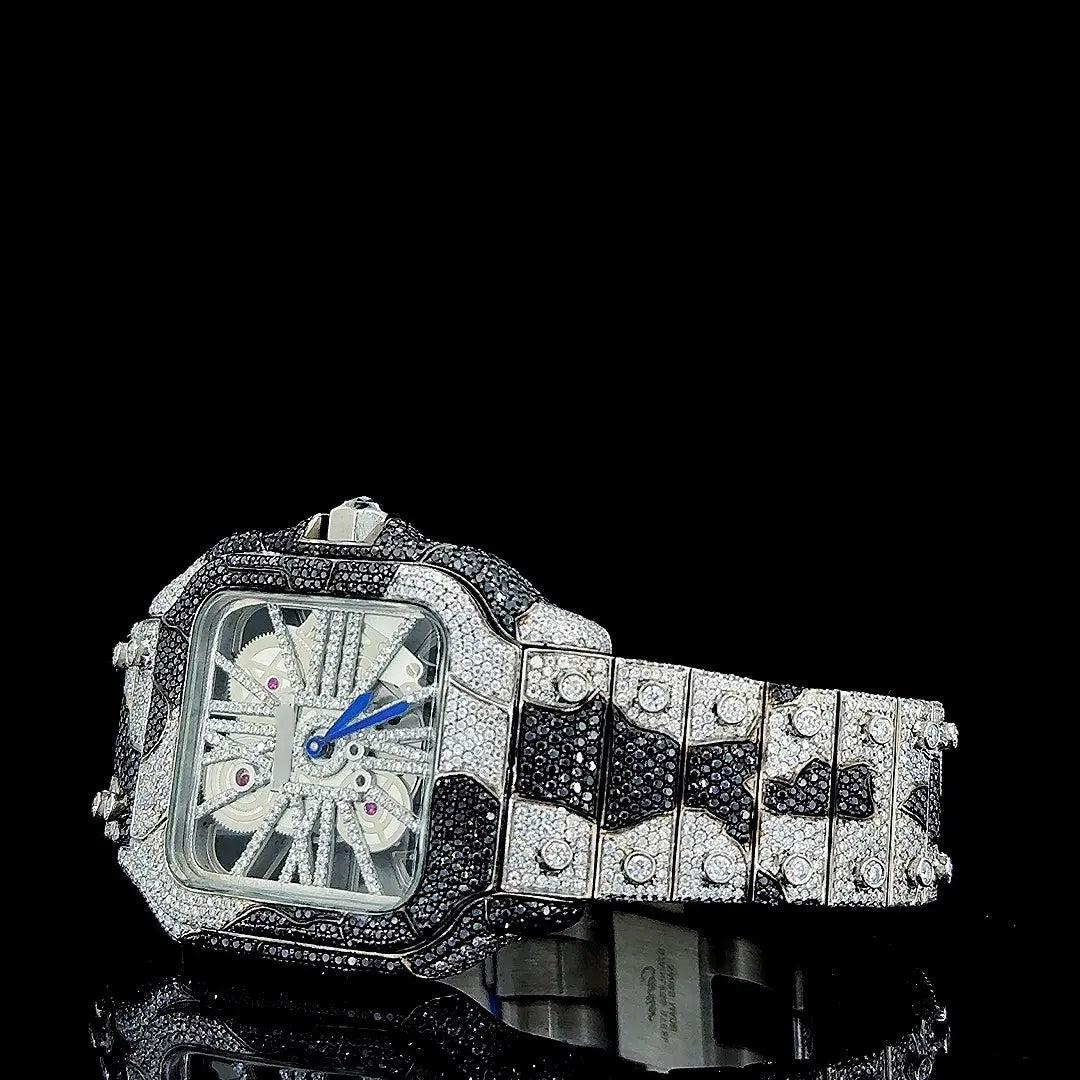 Black Moissanite Cartier Watch Left Profile View