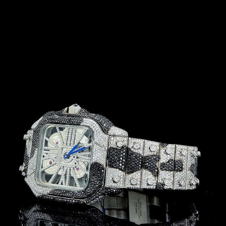 Black Moissanite Cartier Watch Left Profile View