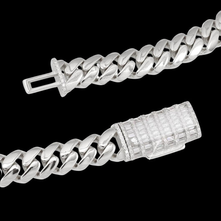 Custom Clasp 12MM Moissanite Miami Cuban Link Chain in 14K Gold Clasp View