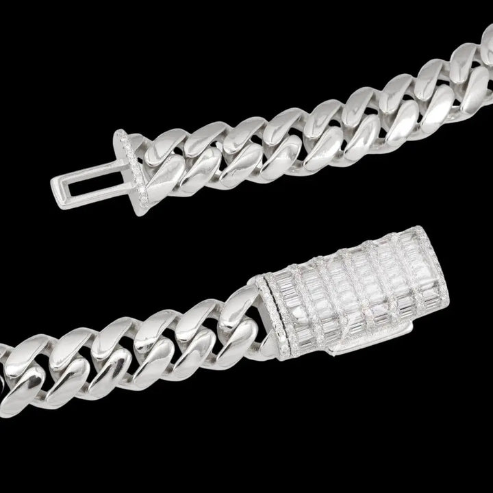 Custom Clasp 12MM Moissanite Miami Cuban Link Chain in 14K Gold Clasp View