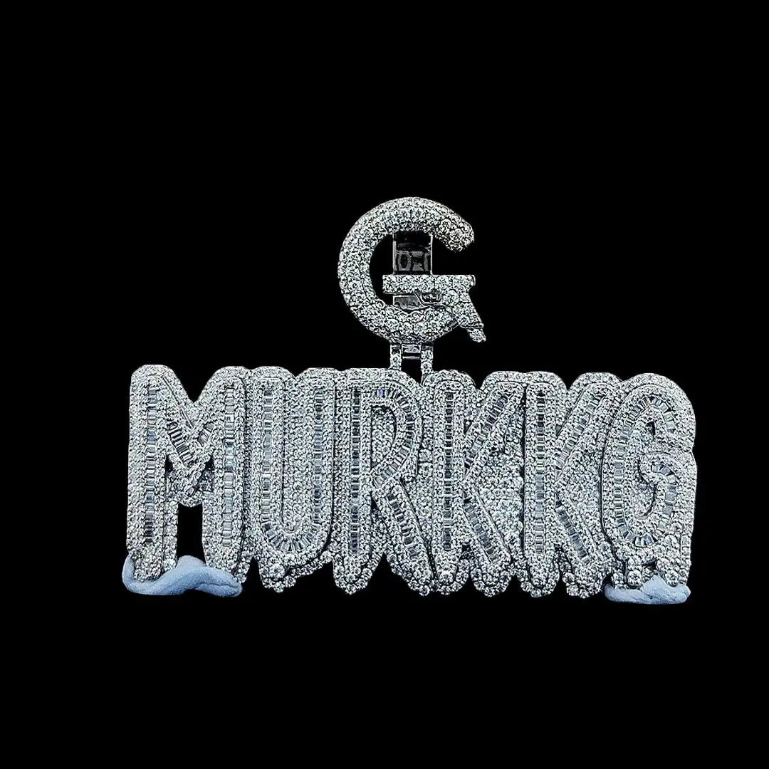 G-Murkkg Crown Jewel Moissanite Pendant in 925 Sterling Silver Close Up Front View