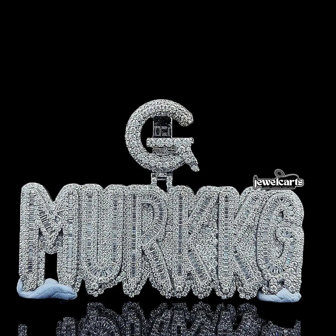 G-Murkkg Crown Jewel Moissanite Pendant in 925 Sterling Silver Front View