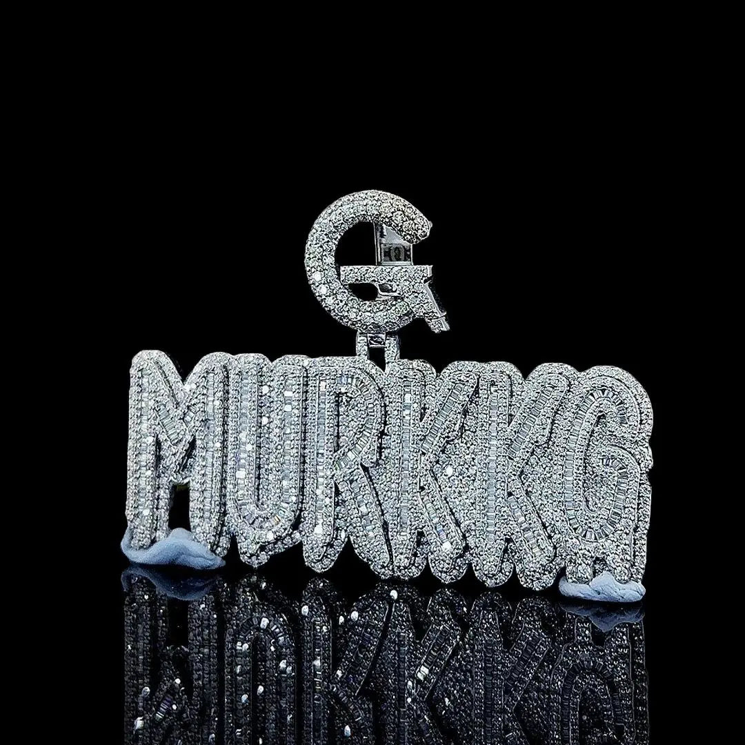 G-Murkkg Crown Jewel Moissanite Pendant in 925 Sterling Silver Left Profile View