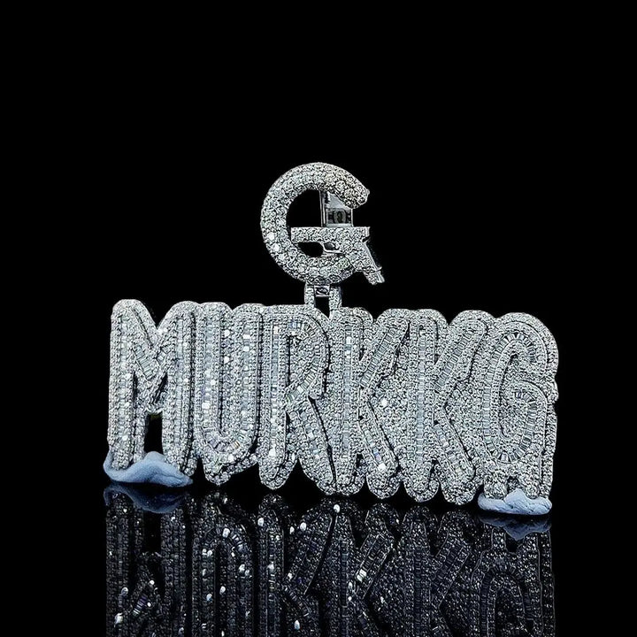 G-Murkkg Crown Jewel Moissanite Pendant in 925 Sterling Silver Left Profile View
