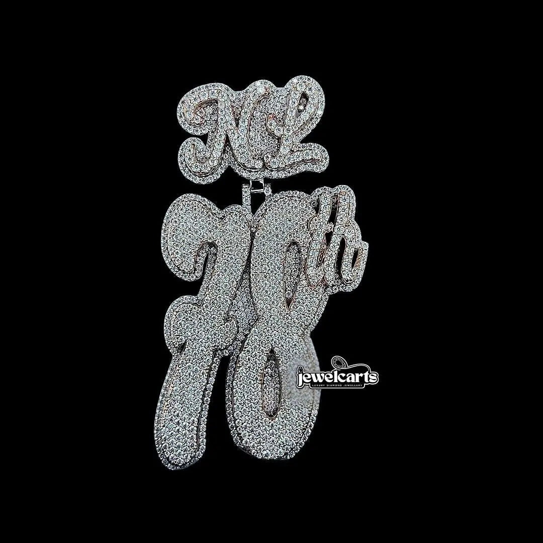 Iced Out 78th Moissanite Statement Pendant Front View