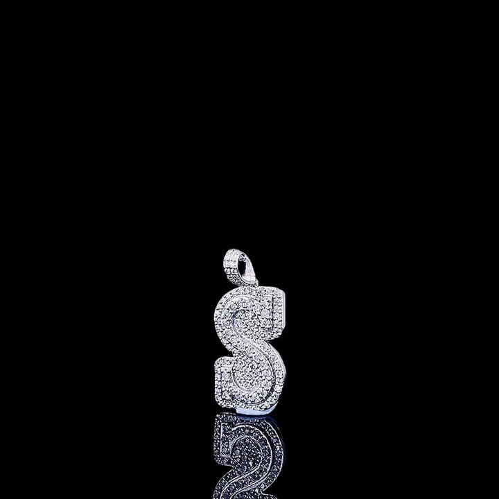 Iced S Initial Moissanite Pendant in 925 Sterling Silver Left Profile View