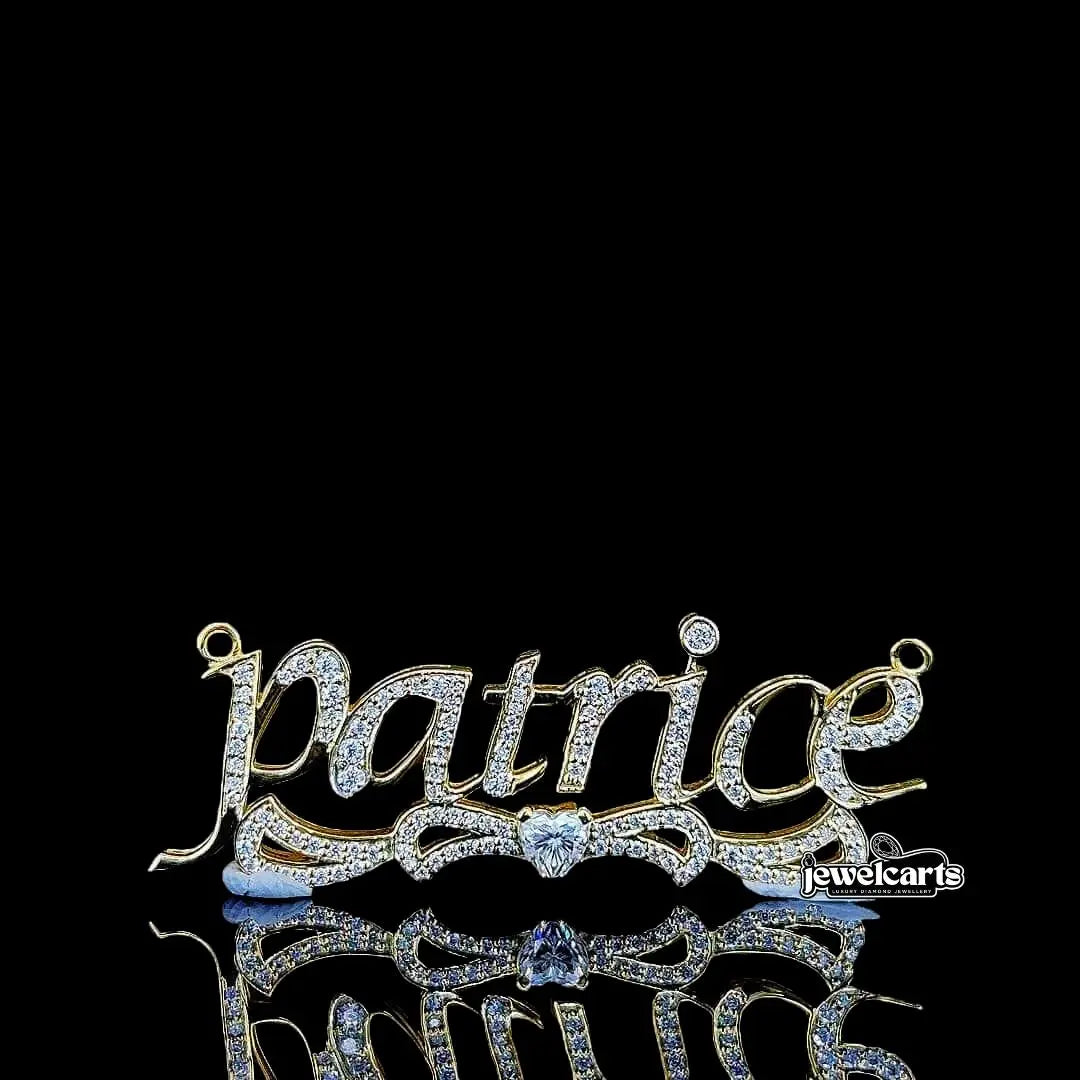 Iced Script Nameplate Moissanite Pendant in 925 Sterling Silver Front View