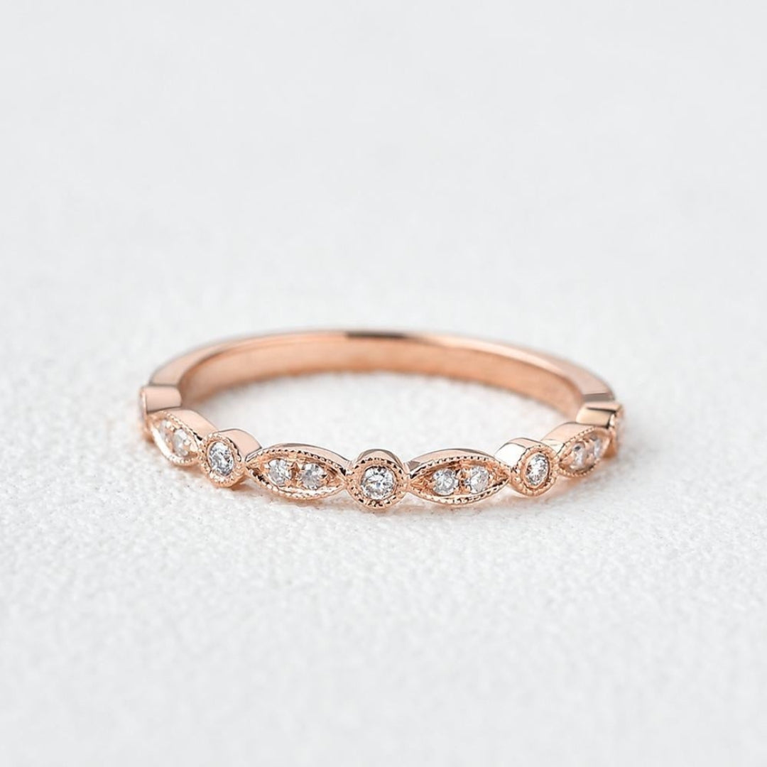Moissanite 1.22 CT Round Cut Diamond Edwardian Anniversary Band