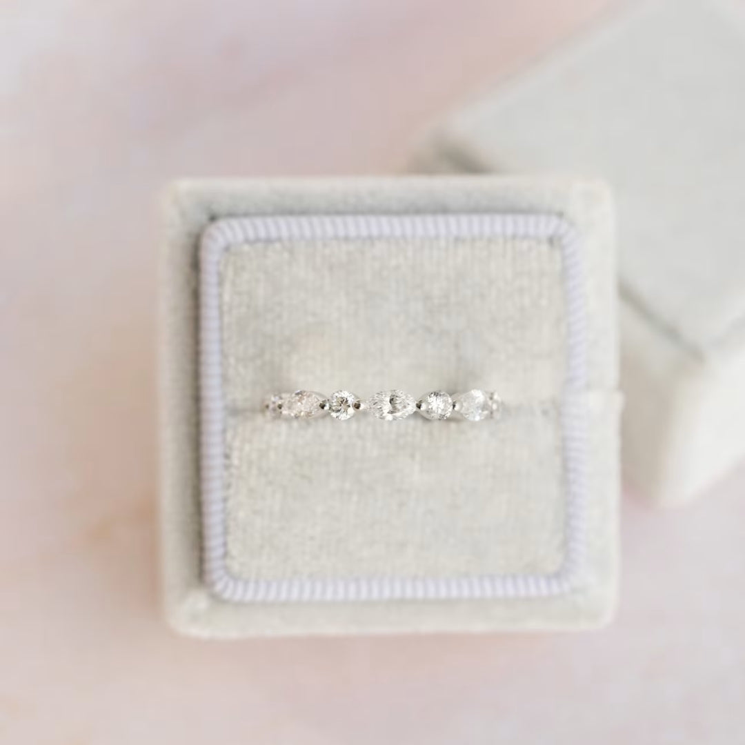 Radiant Marquise & Round Cut Diamond Engagement Band