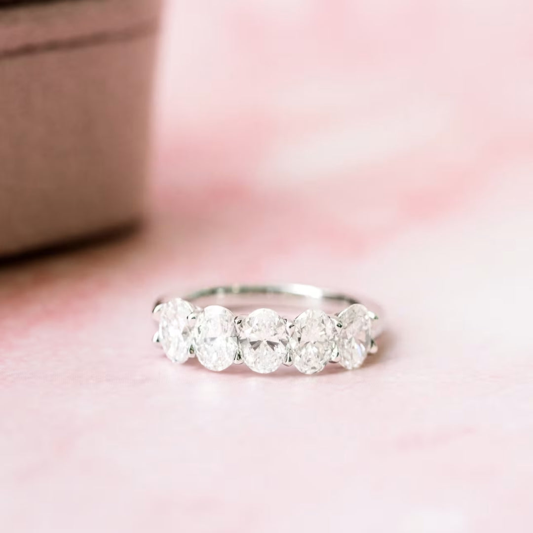 Radiantly Oval Cut Diamond Anniversary Band