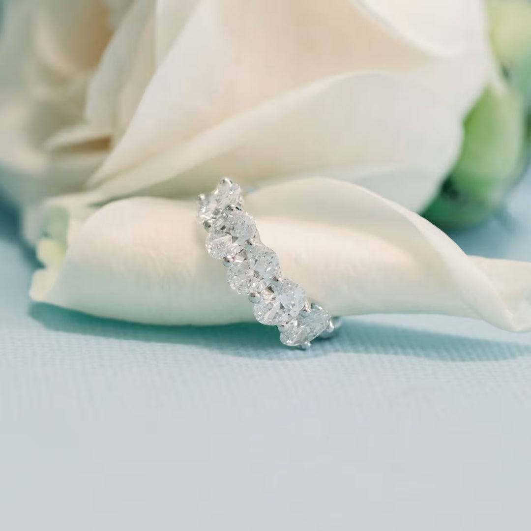 Radiantly Oval Cut Diamond Anniversary Band
