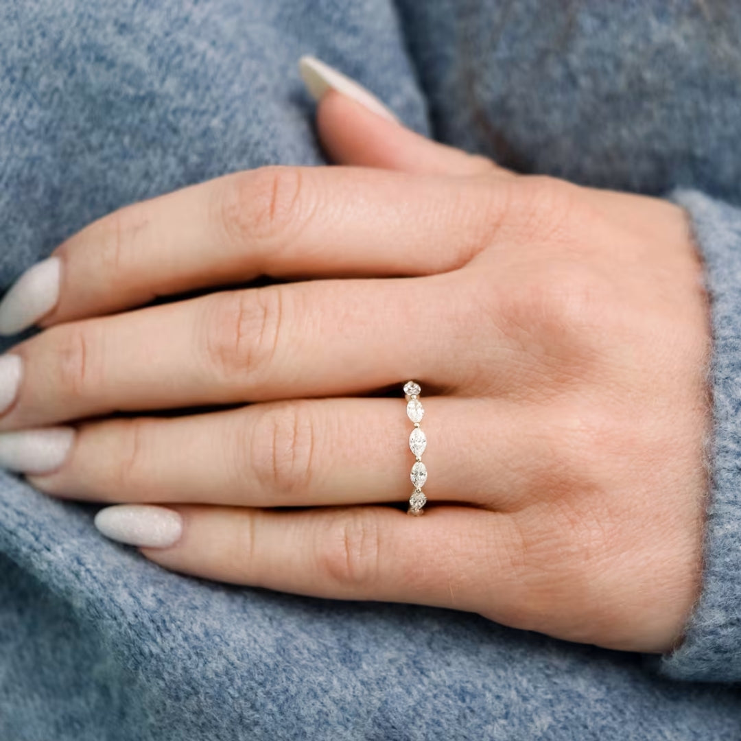 Aglow Marquise Cut Diamond Wedding Band