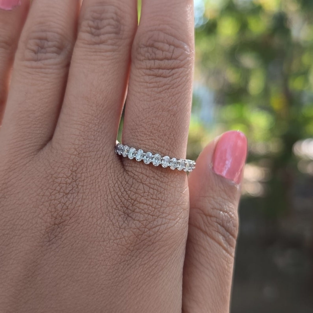 Ornamental Oval Cut Diamond Wedding Band