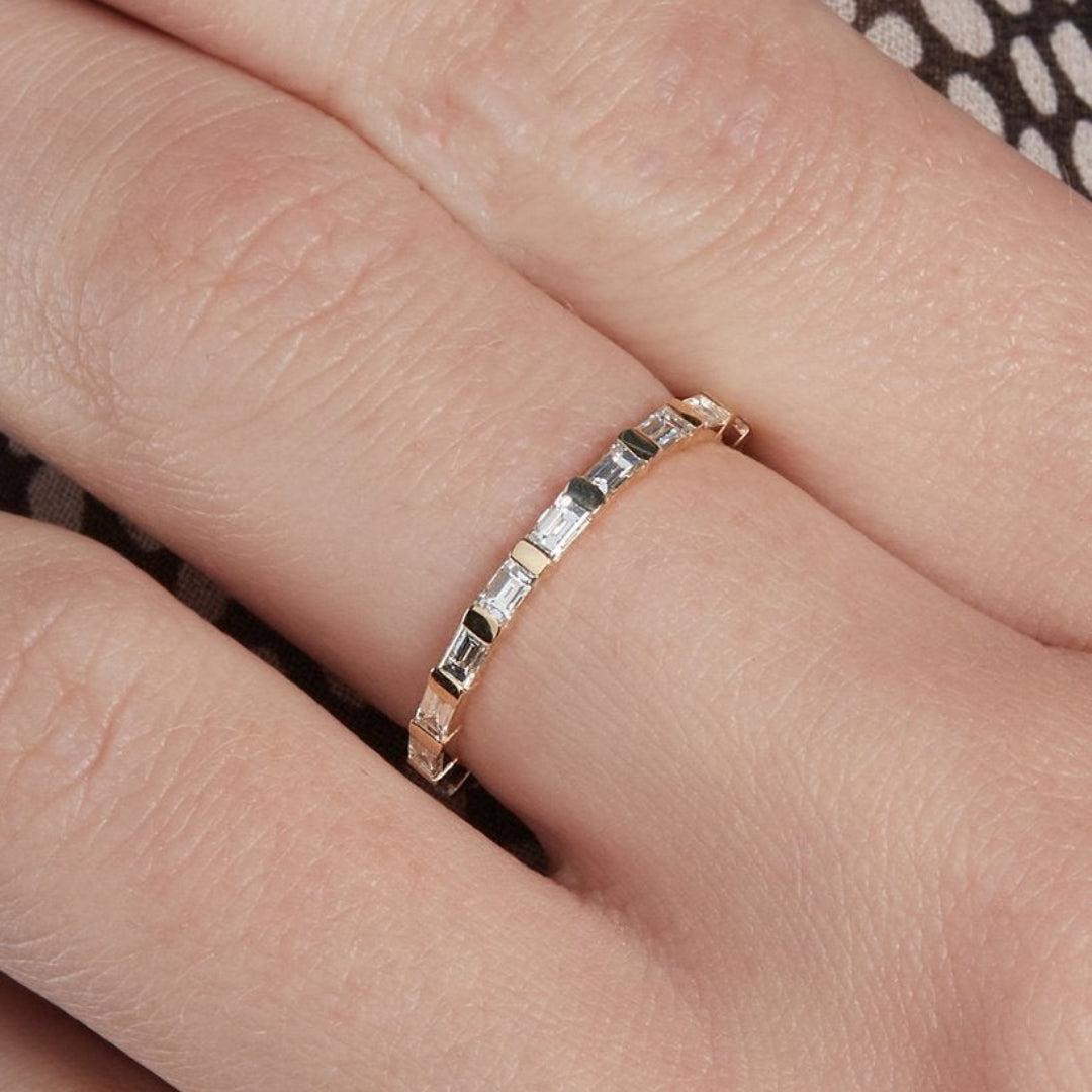 Moissanite 2.00 CT Baguette Cut Diamond Minimalist Anniversary Band