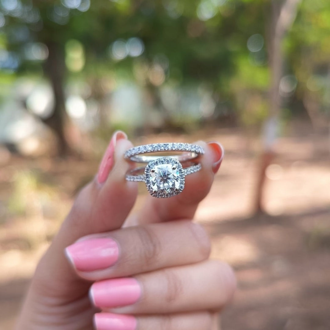 Uncommon Cushion Cut Diamond Anniversary Ring