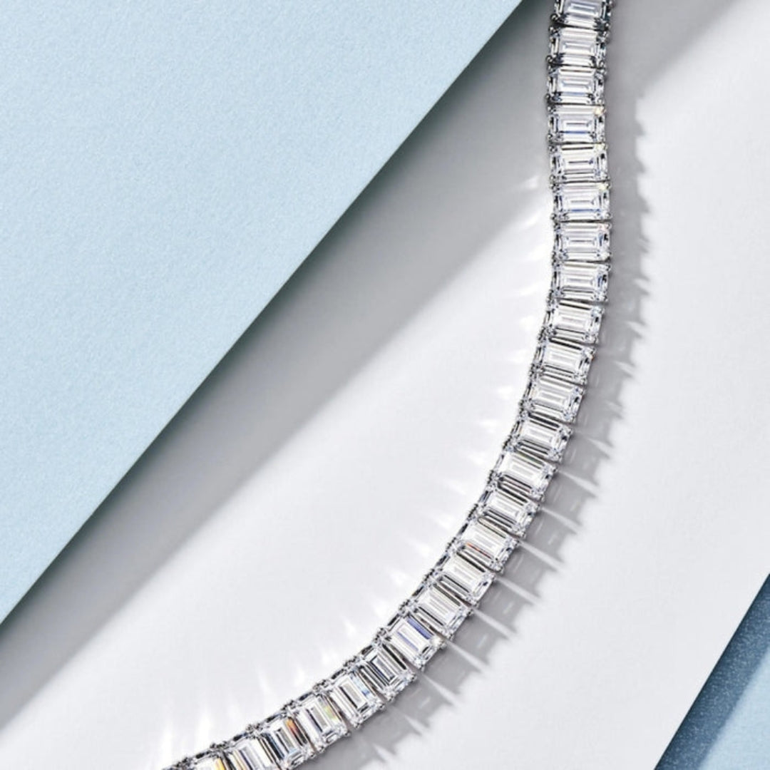 Moissanite 9.45 CT Emerald Diamond Avant Garde Bracelet