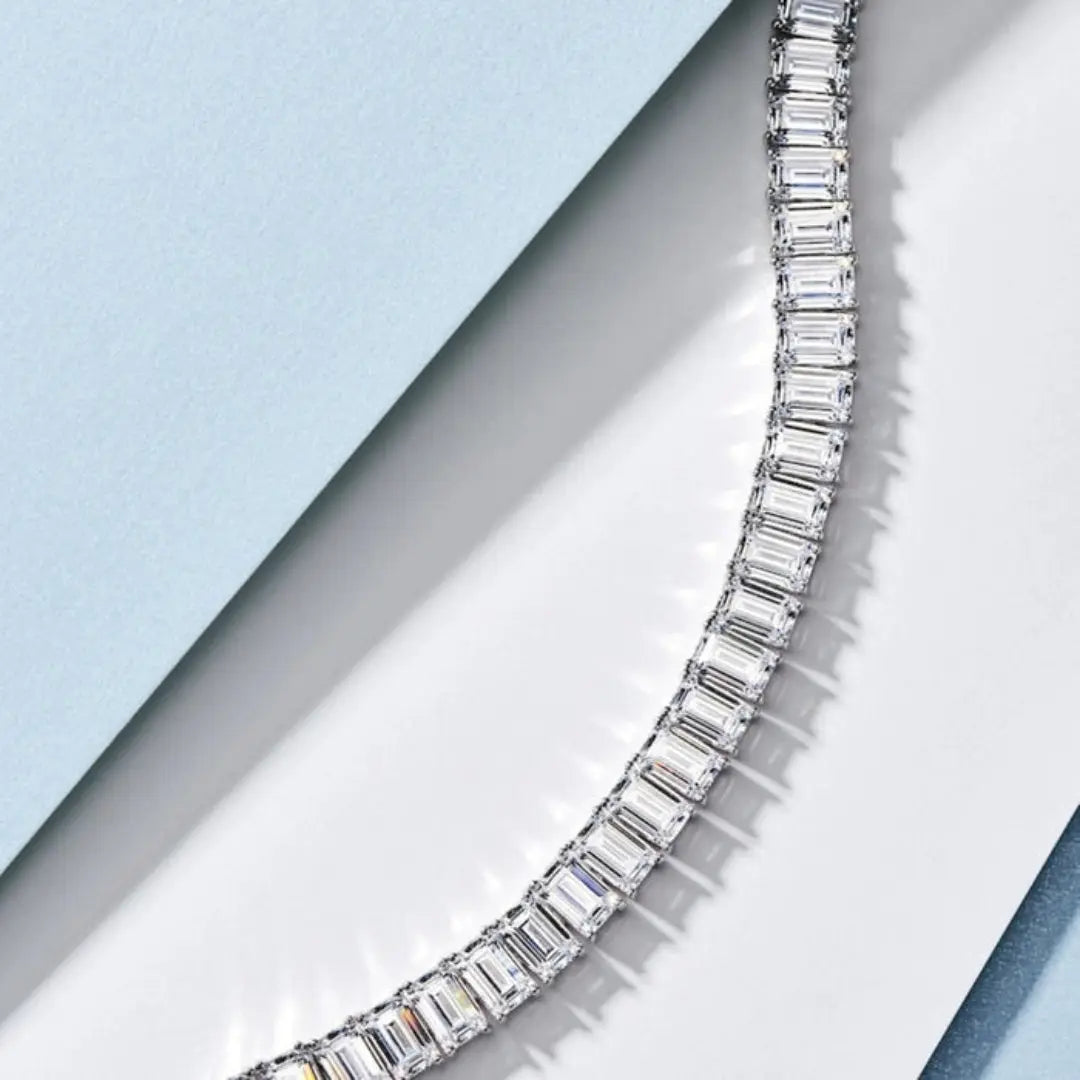 Moissanite 9.45 CT Emerald Diamond Avant Garde Bracelet Jewel Carts