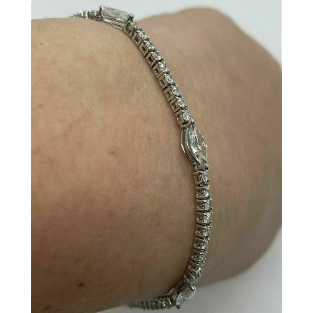 Moissanite 9.31 CT Marquise & Round Diamond Art Deco Bracelet Jewel Carts