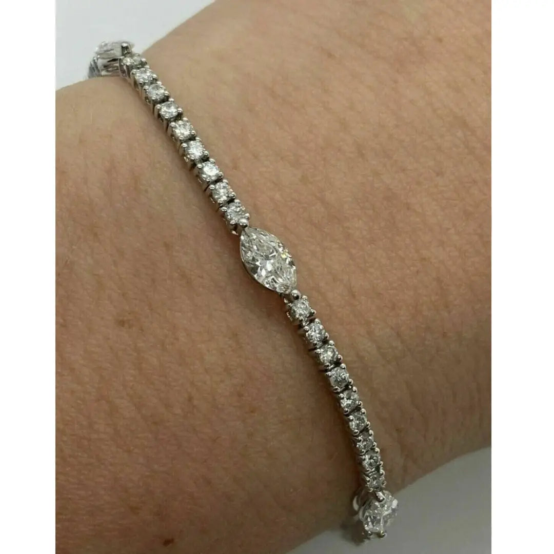 Moissanite 9.31 CT Marquise & Round Diamond Art Deco Bracelet Jewel Carts