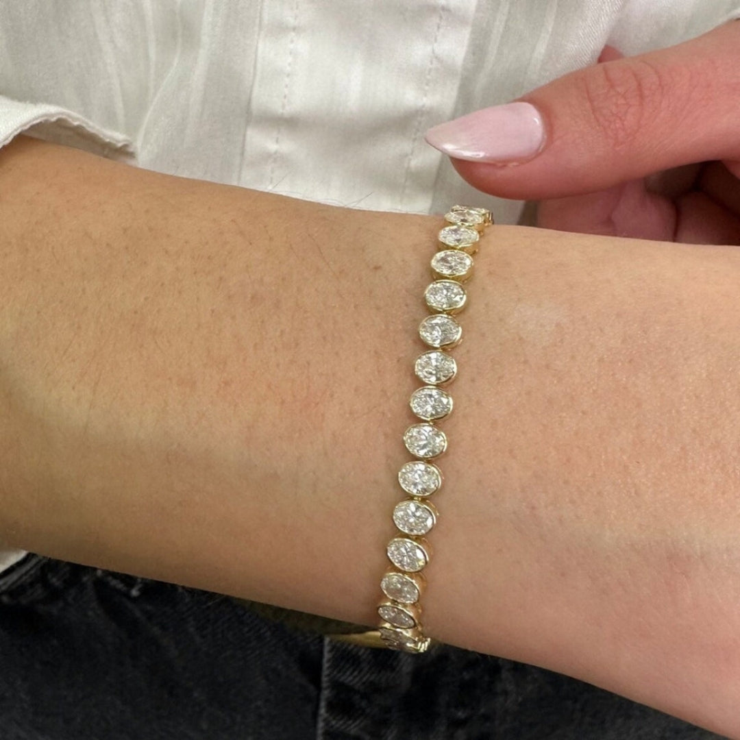 Moissanite 8.75 CT Oval Diamond Mid-Century Bracelet Jewel Carts