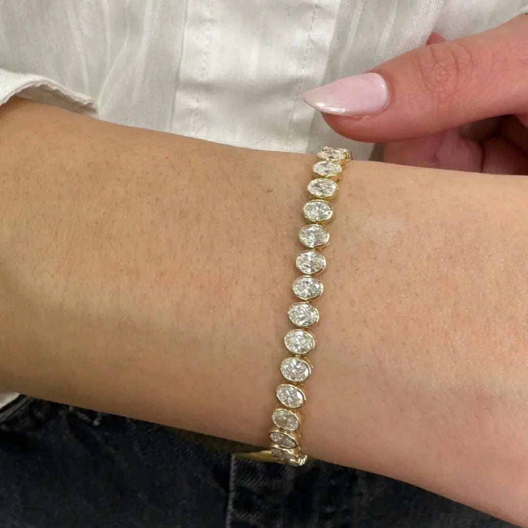 Moissanite 8.75 CT Oval Diamond Mid-Century Bracelet Jewel Carts