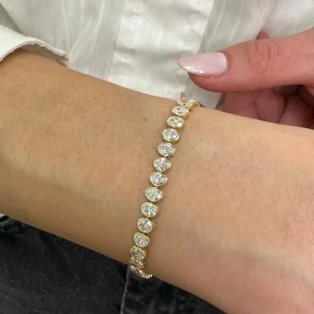Moissanite 8.75 CT Oval Diamond Mid-Century Bracelet Jewel Carts
