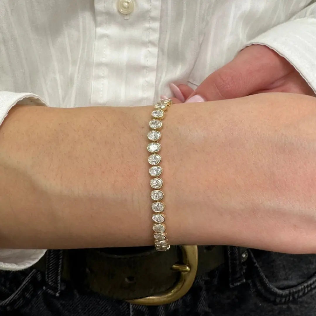 Moissanite 8.75 CT Oval Diamond Mid-Century Bracelet Jewel Carts