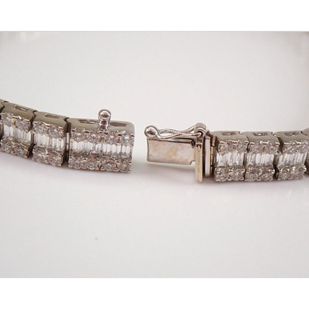 Moissanite 8.49 CT Baguette & Round Diamond Victorian Bracelet