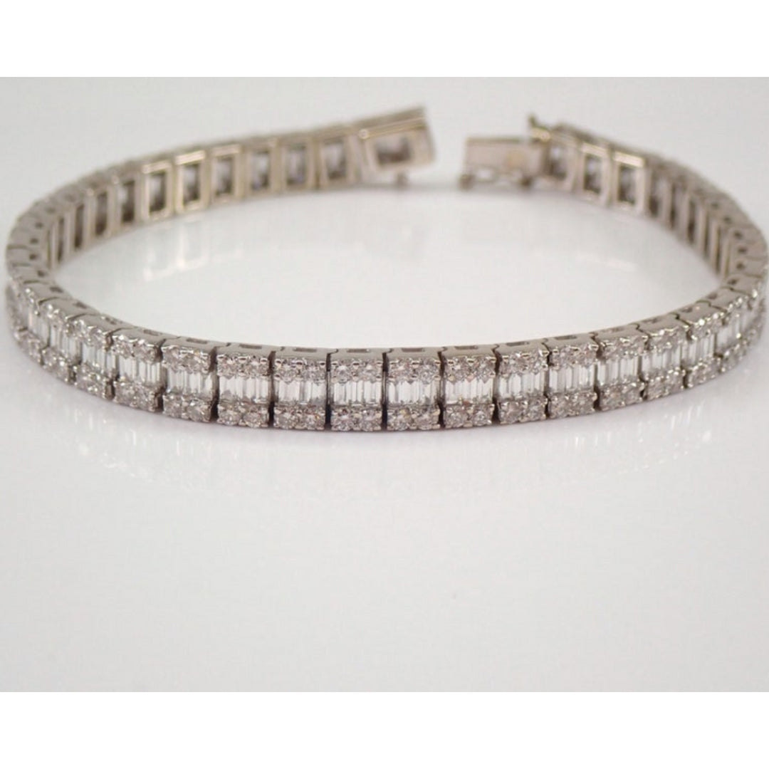 Moissanite 8.49 CT Baguette & Round Diamond Victorian Bracelet