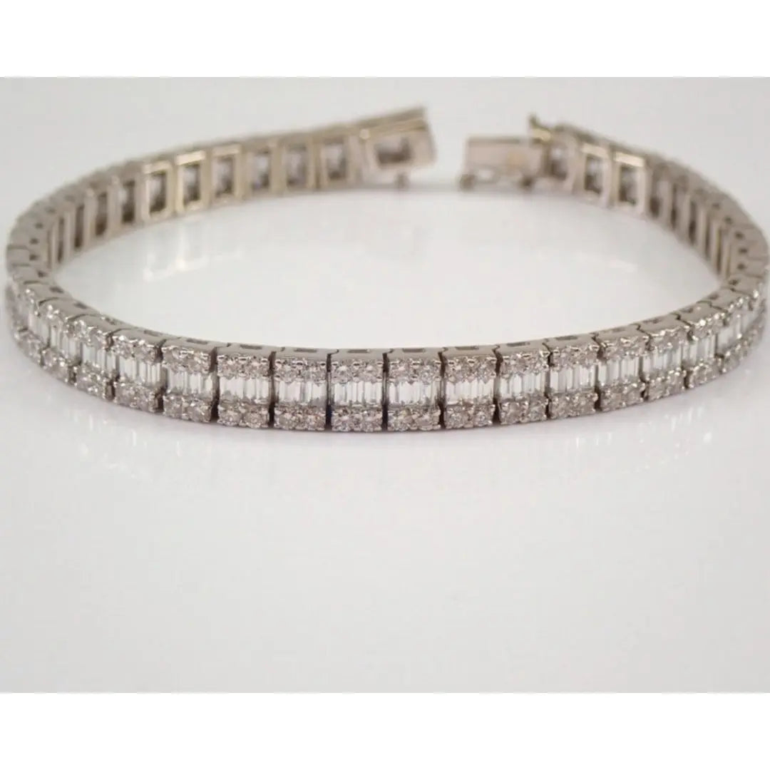 Moissanite 8.49 CT Baguette & Round Diamond Victorian Bracelet Jewel Carts