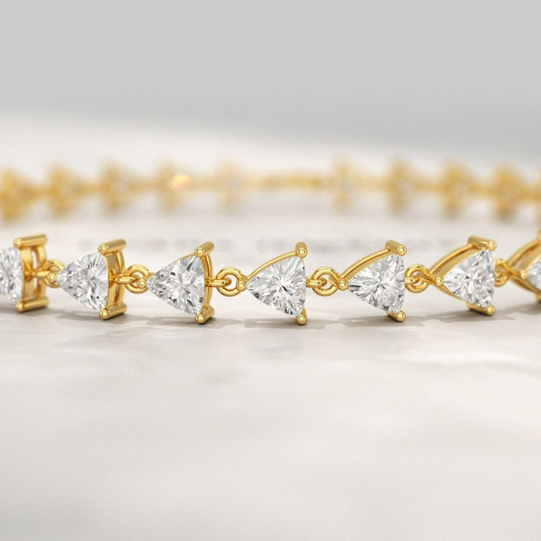 Moissanite 8.95 CT Trillion Diamond Mid-Century Bracelet Jewel Carts