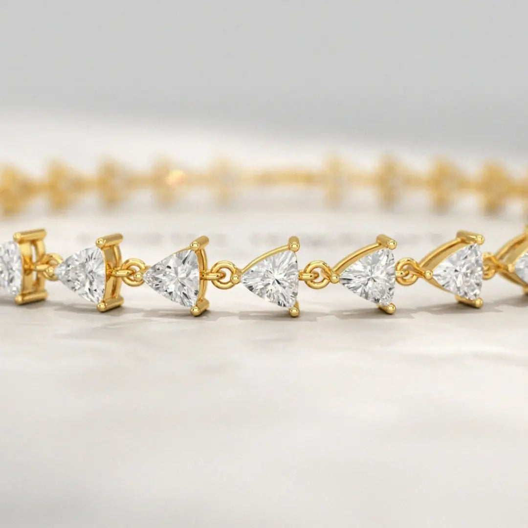 Moissanite 8.95 CT Trillion Diamond Mid-Century Bracelet Jewel Carts
