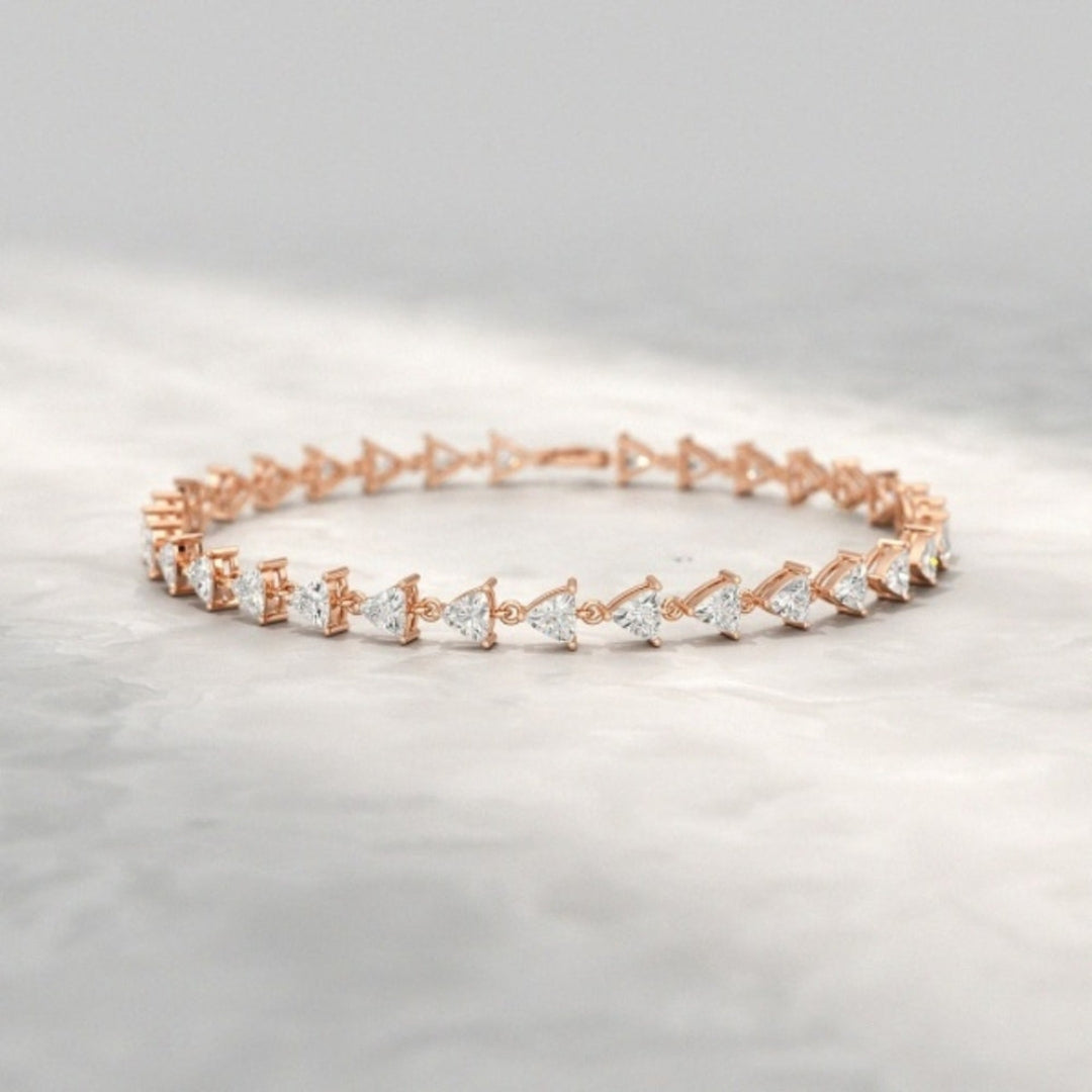 Moissanite 8.95 CT Trillion Diamond Mid-Century Bracelet Jewel Carts