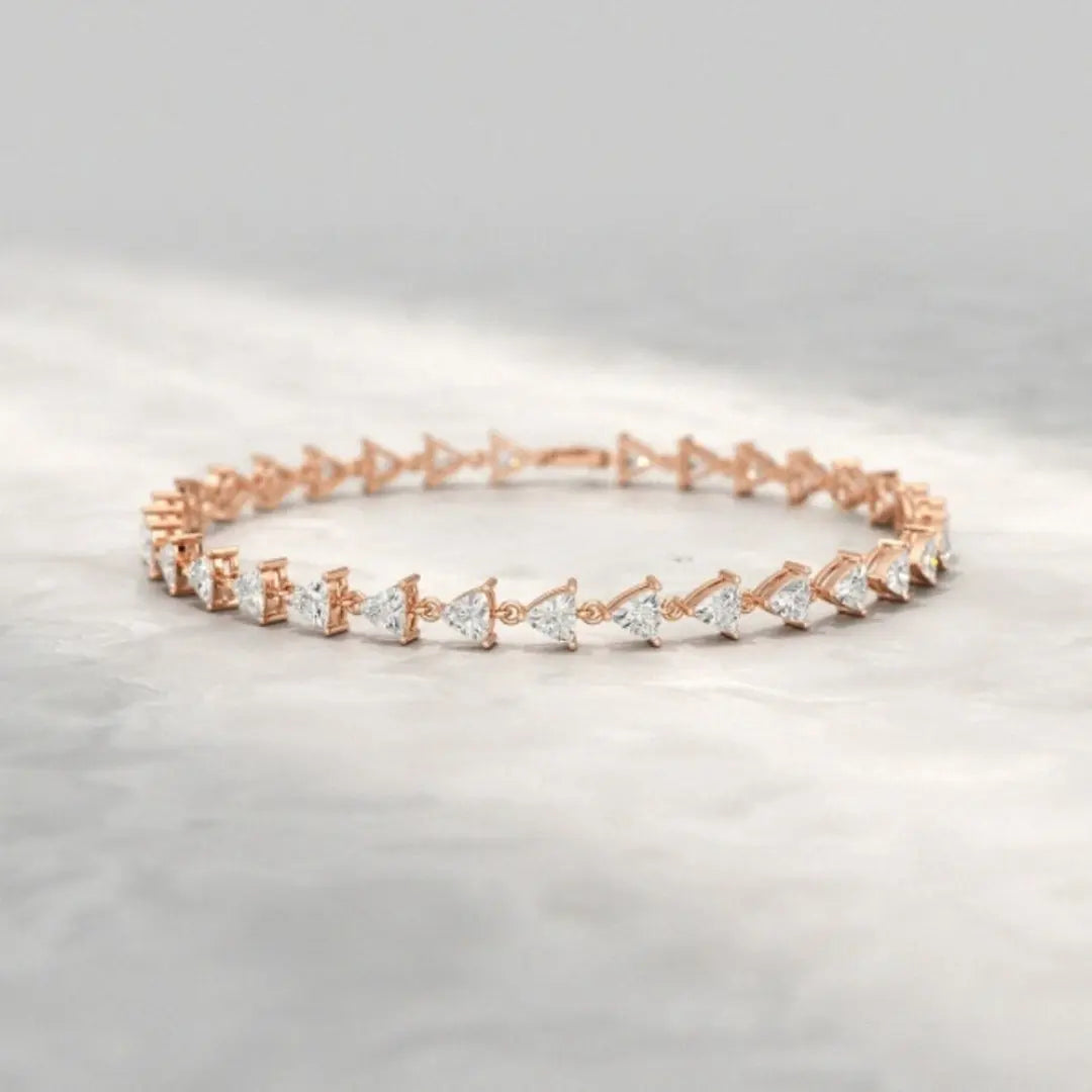 Moissanite 8.95 CT Trillion Diamond Mid-Century Bracelet Jewel Carts