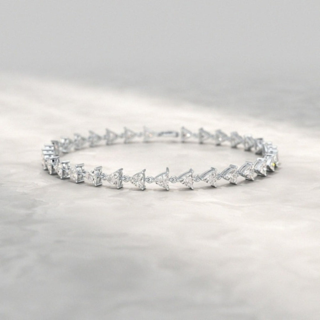 Moissanite 8.95 CT Trillion Diamond Mid-Century Bracelet Jewel Carts