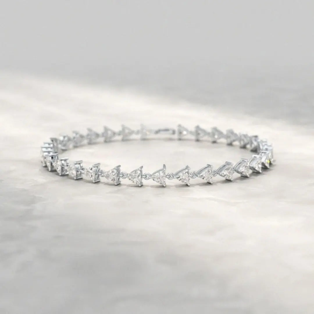 Moissanite 8.95 CT Trillion Diamond Mid-Century Bracelet Jewel Carts