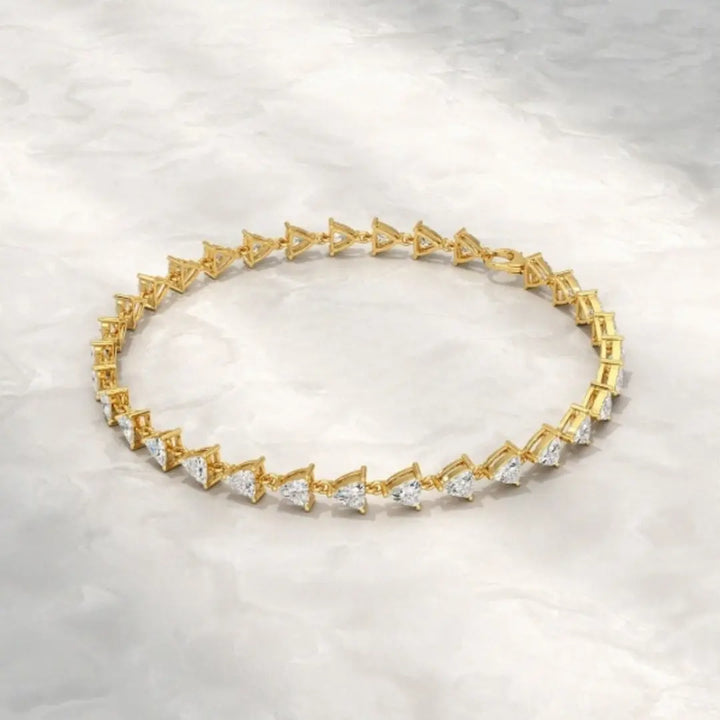 Moissanite 8.95 CT Trillion Diamond Mid-Century Bracelet Jewel Carts