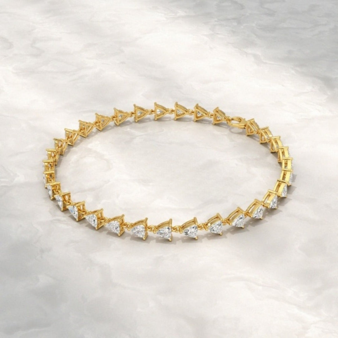Moissanite 8.95 CT Trillion Diamond Mid-Century Bracelet Jewel Carts