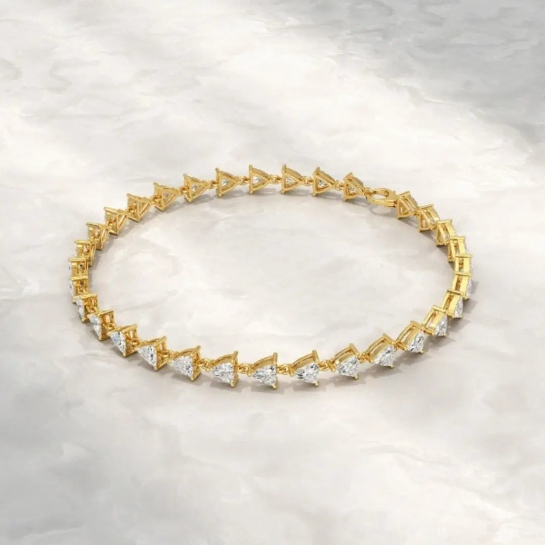 Moissanite 8.95 CT Trillion Diamond Mid-Century Bracelet Jewel Carts