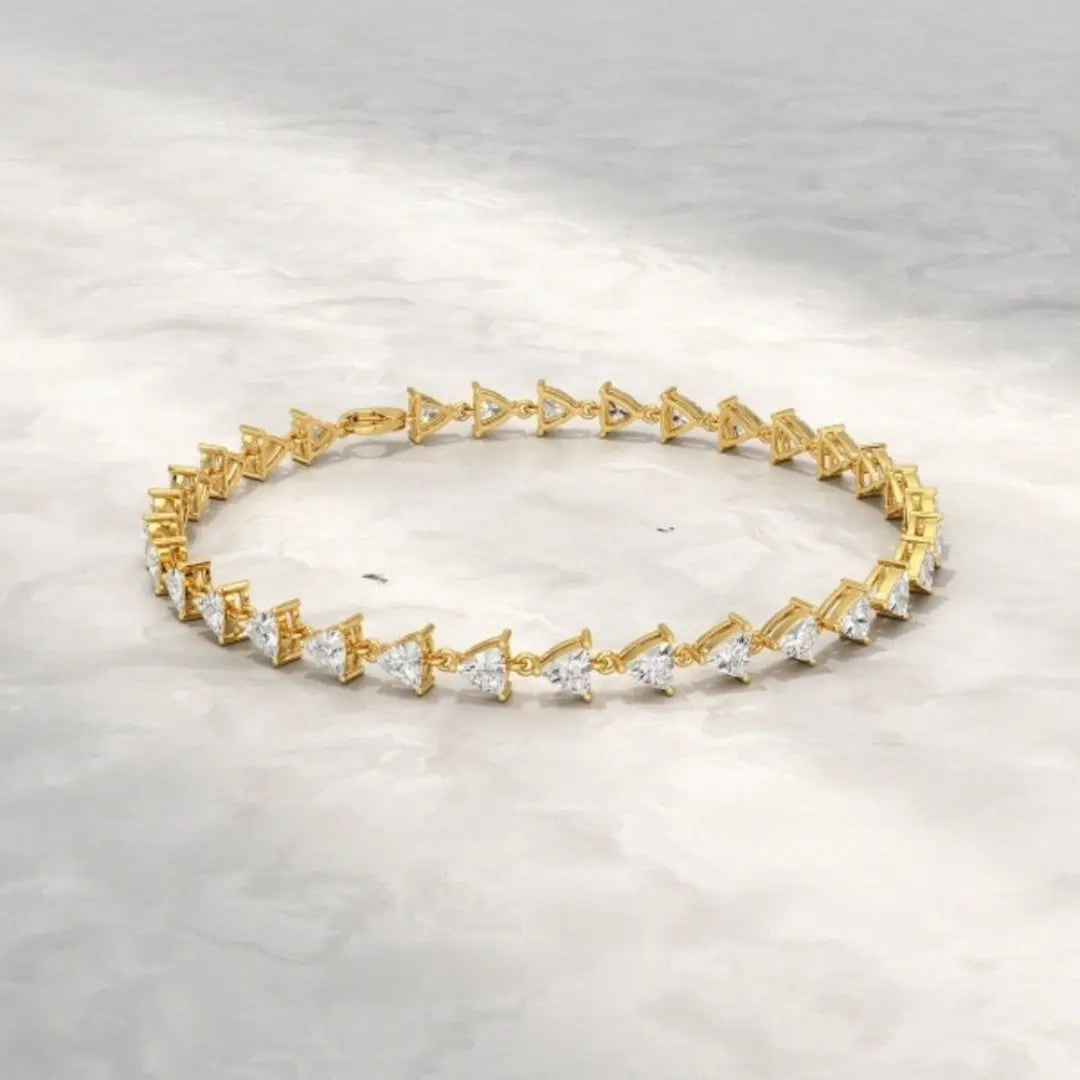 Moissanite 8.95 CT Trillion Diamond Mid-Century Bracelet Jewel Carts