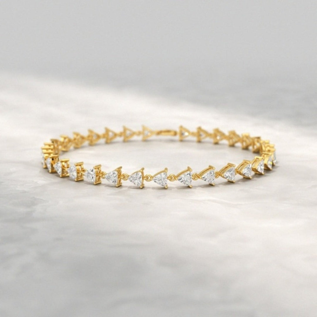 Moissanite 8.95 CT Trillion Diamond Mid-Century Bracelet Jewel Carts