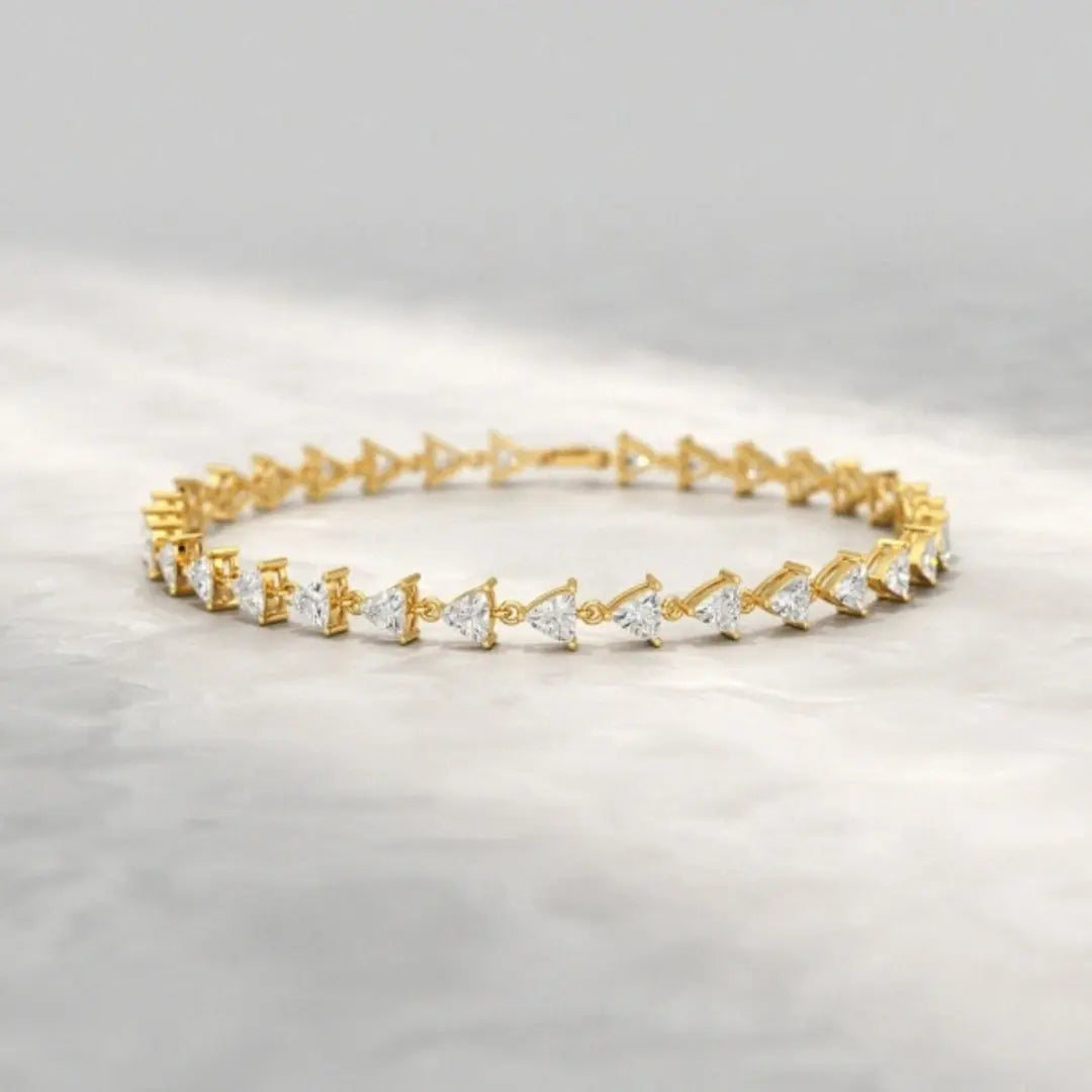 Moissanite 8.95 CT Trillion Diamond Mid-Century Bracelet Jewel Carts